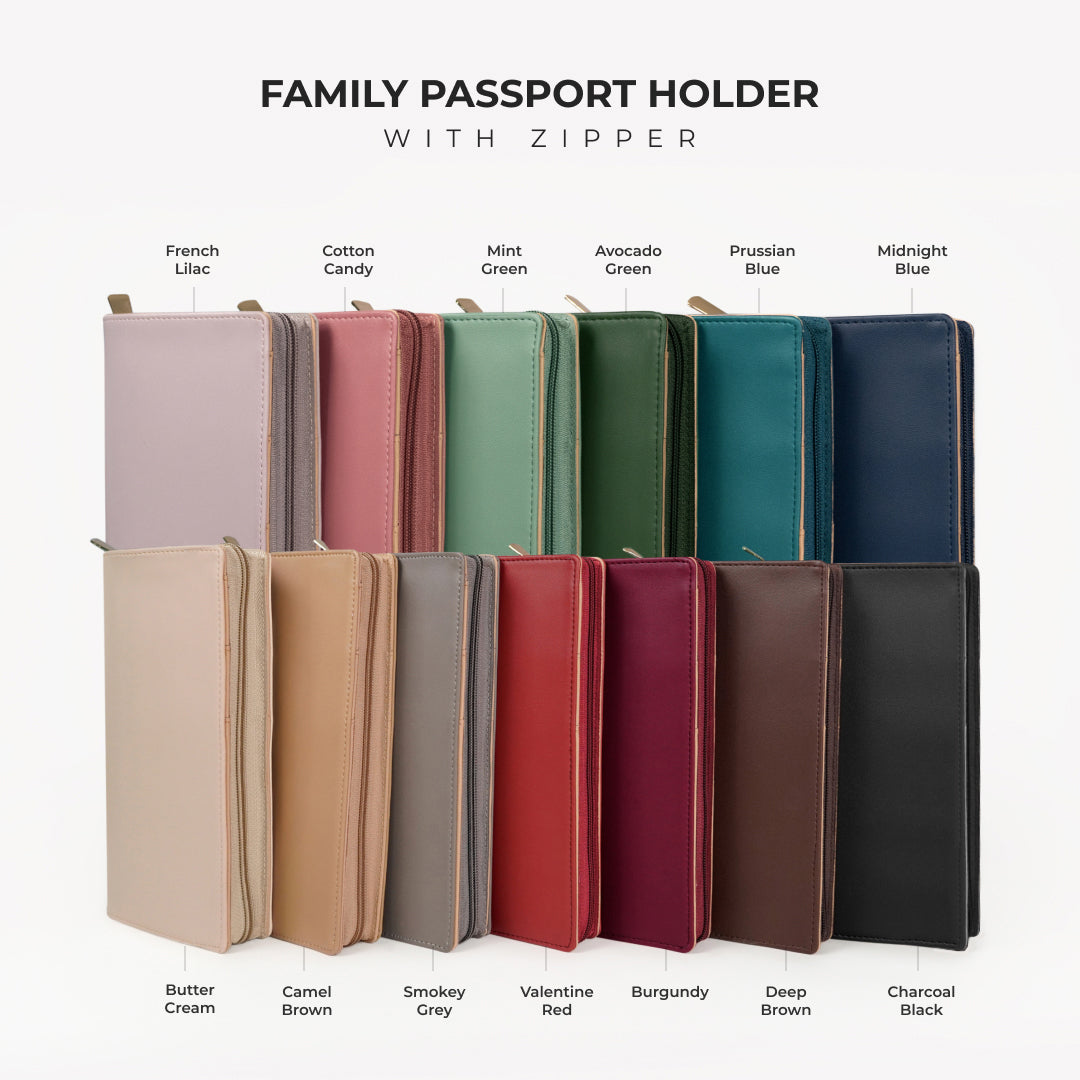 Family Passport Holder with Zipper