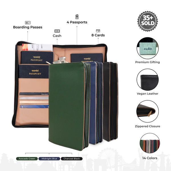 Family Passport Holder with Zipper - Pack of 3