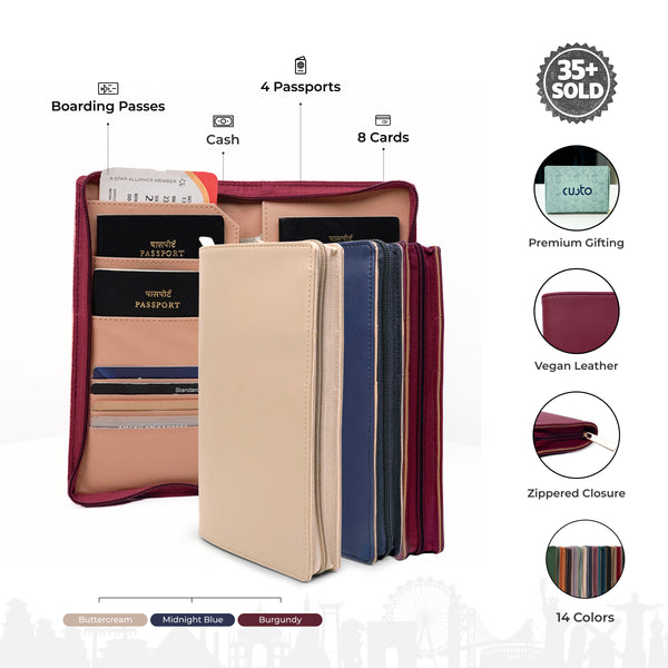 Family Passport Holder with Zipper - Pack of 3