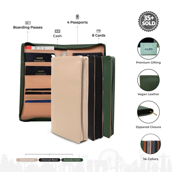 Family Passport Holder with Zipper - Pack of 3