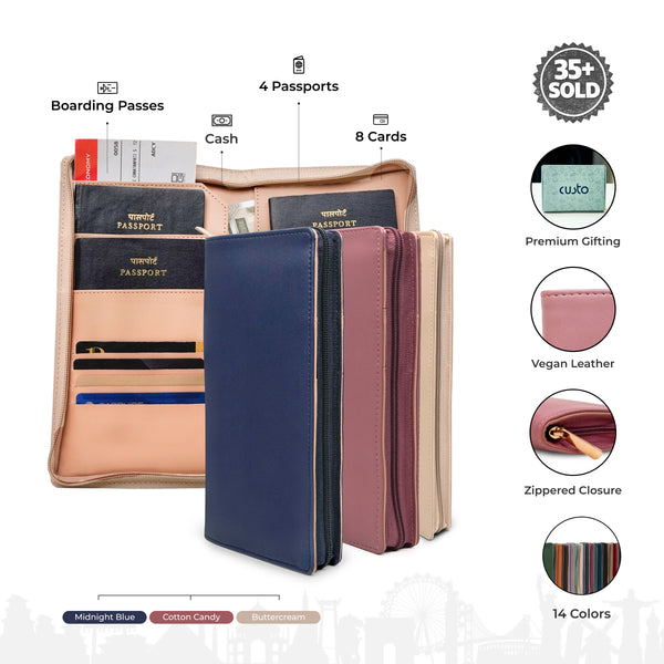 Family Passport Holder with Zipper - Pack of 3