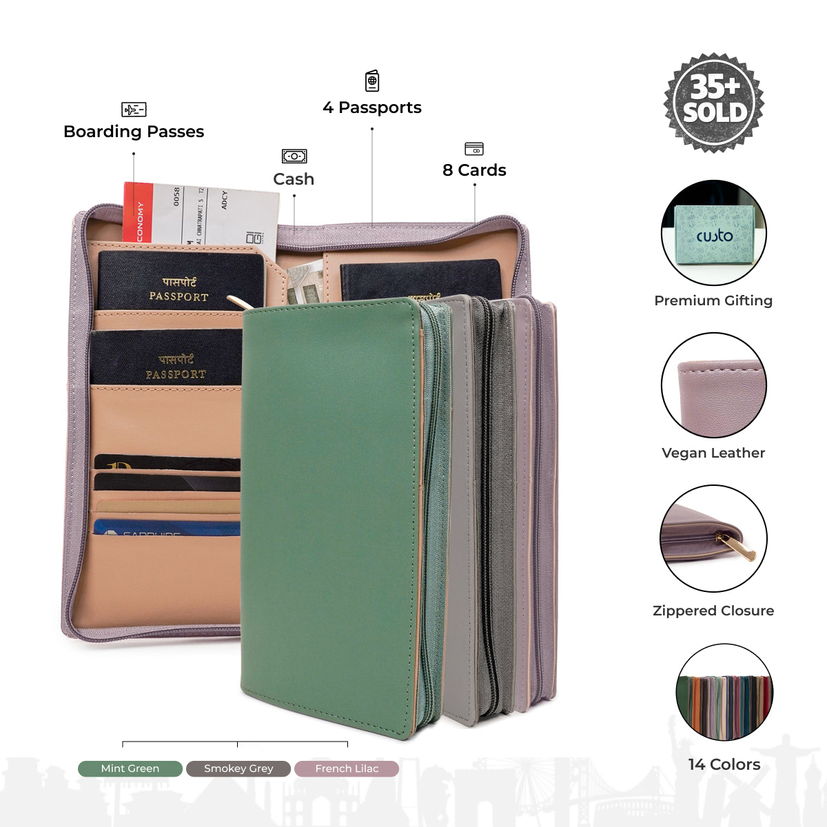 Family Passport Holder with Zipper - Pack of 3