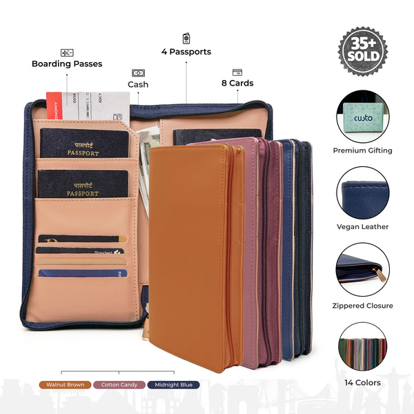 Family Passport Holder with Zipper - Pack of 3