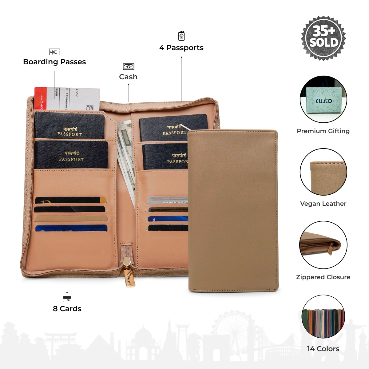 Family Passport Holder with Zipper