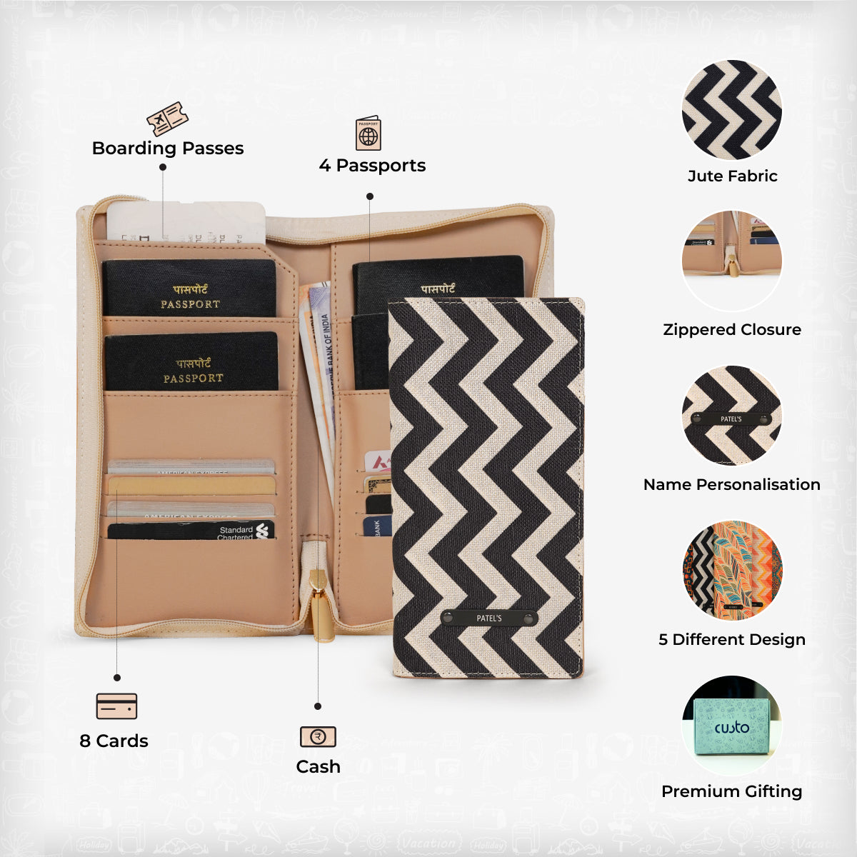 Family Passport Holder with Zipper
