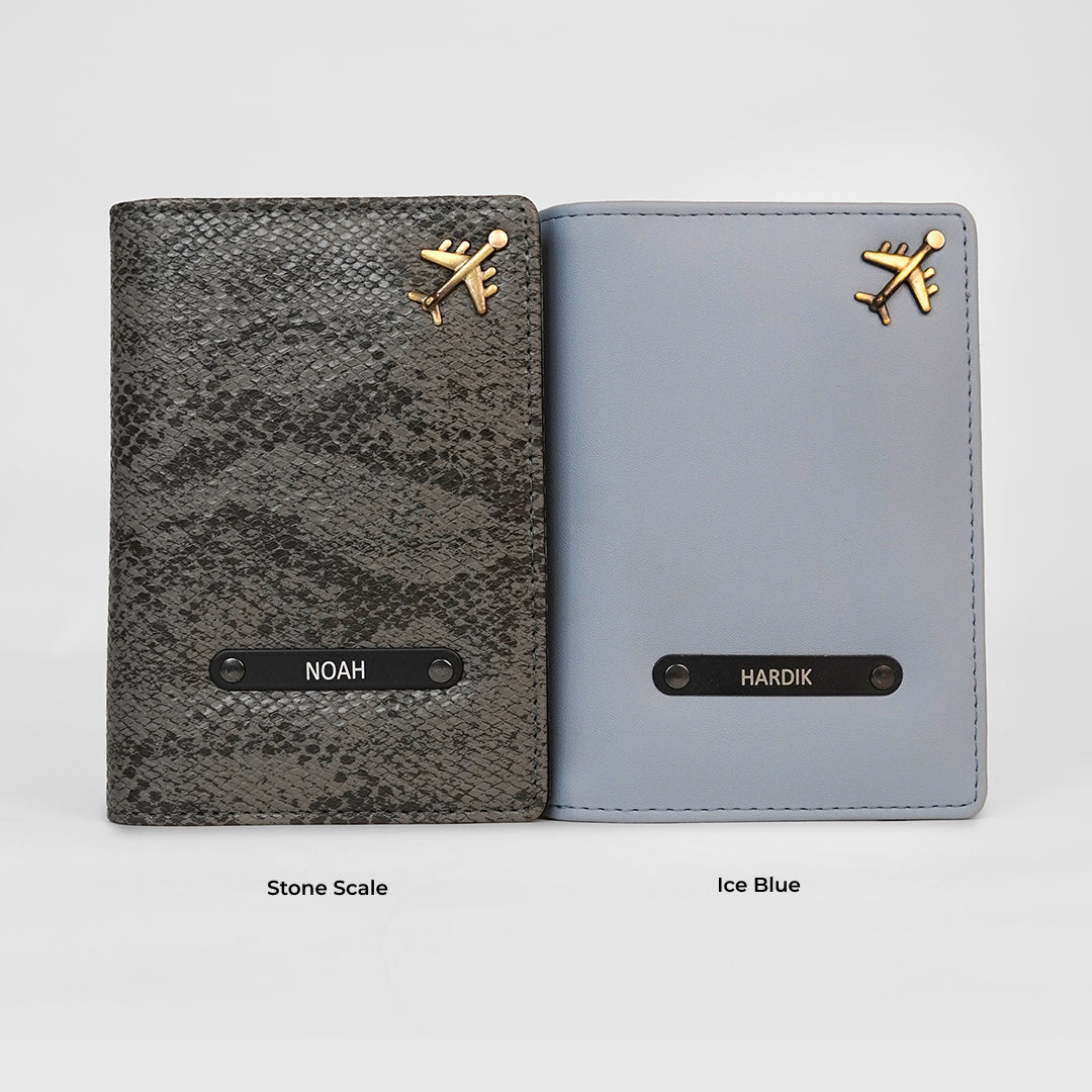 Passport Cover Pack of 2 in Stone Scale and Ice Blue | Custo