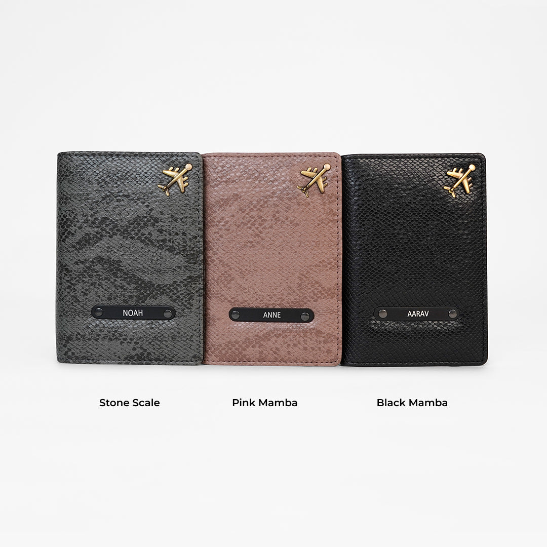 Passport Cover Pack of 3 in Stone Scale, Pink Mamba and Black Mamba | Custo
