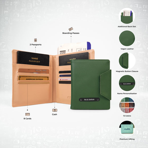 Dual Passport Holder Pack of 3 in Avocado Green | Custo