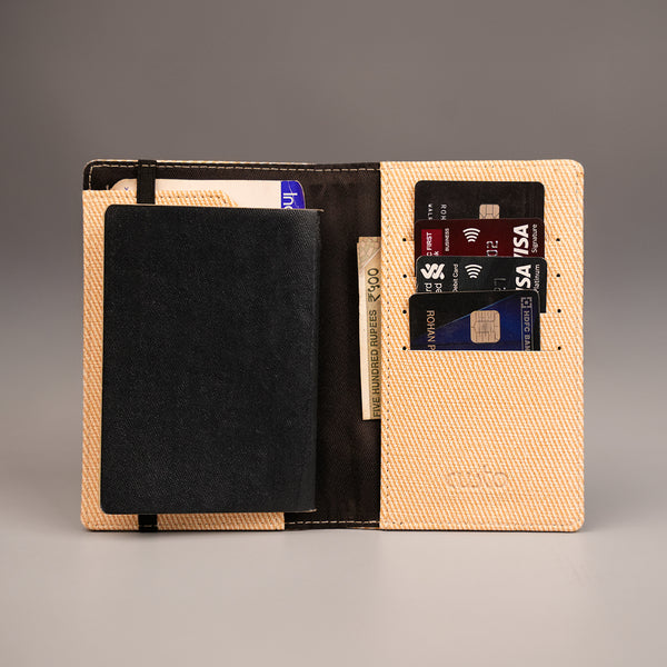 Passport Cover- Denim Cream