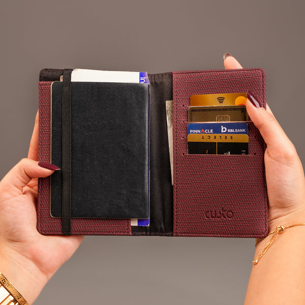 Passport Cover- Denim Wine