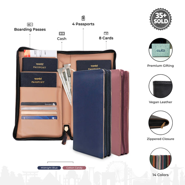 Family Passport Holder with Zipper - Pack of 2