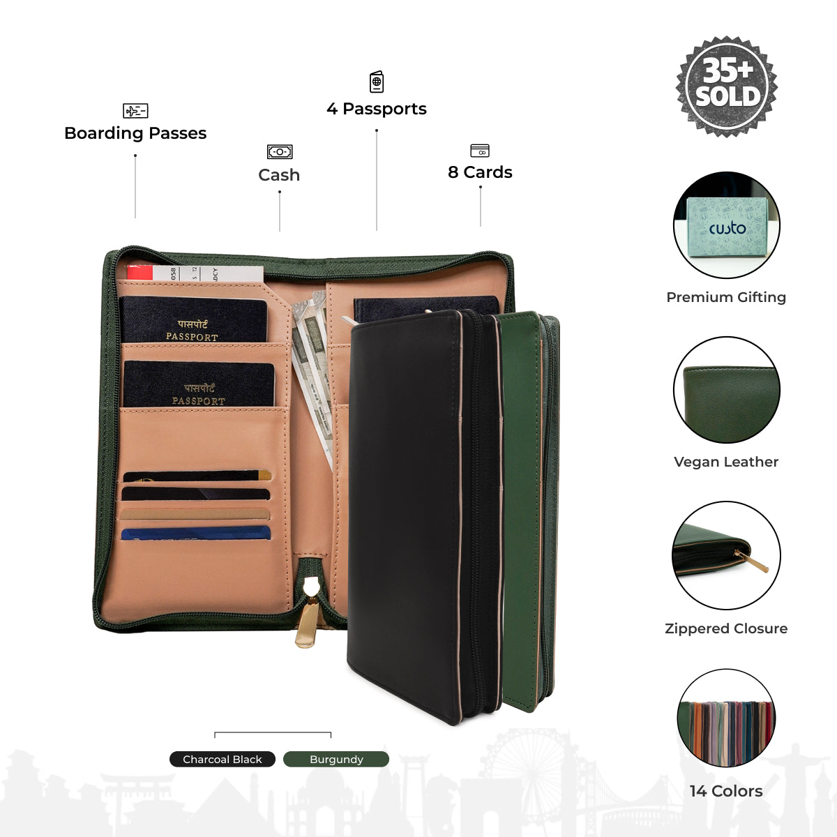 Family Passport Holder with Zipper - Pack of 2