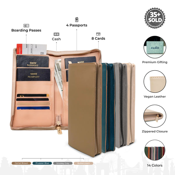 Family Passport Holder with Zipper - Pack of 4