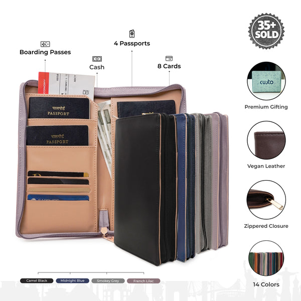 Family Passport Holder with Zipper - Pack of 4