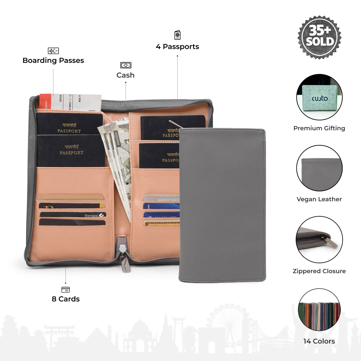 Family Passport Holder with Zipper