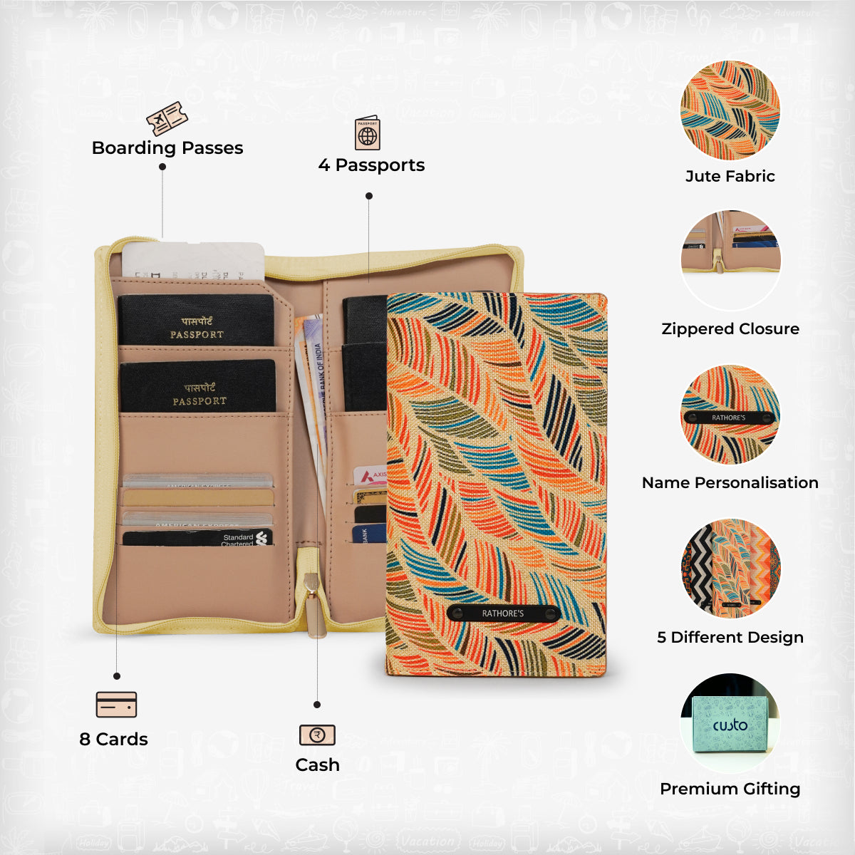 Family Passport Holder with Zipper