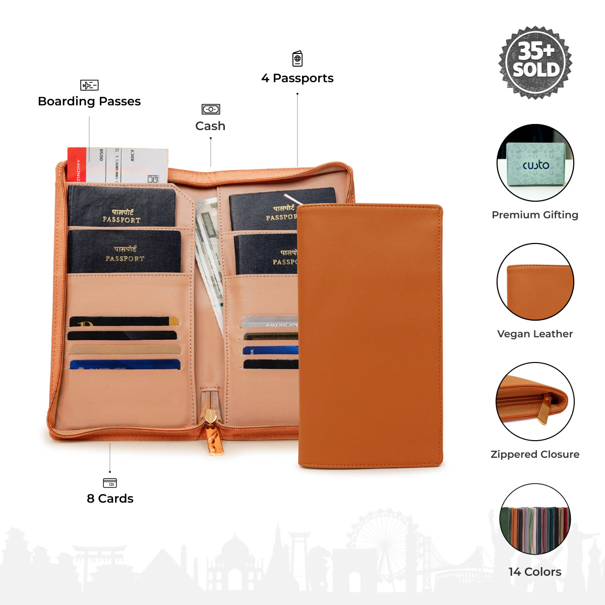 Family Passport Holder with Zipper
