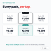 CustoTag for iOS pack pricing per tag, Pack of 1 to Pack of 8. You are viewing Pack of 2. Pack of 6 is best value.