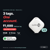 Pack of 3 at Rs 1,699, Rs 566 per tag. Save Rs 338 vs 3 singles. 90dB alarm, 8 to 12 month battery, 1 year warranty. Works with Apple Find My.