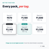 CustoTag for iOS pack pricing per tag, Pack of 1 to Pack of 8. You are viewing Pack of 4. Pack of 6 is best value.